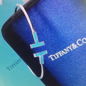 Tiffany & Co Silver and Blue T Wire Bracelet